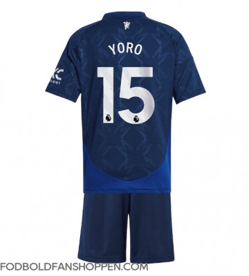Manchester United Leny Yoro #15 Udebanetrøje Børn 2024-25 Kortærmet (+ Korte bukser)